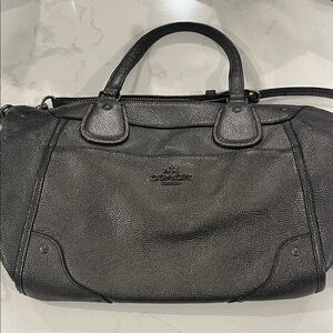 Coach Black Pebbled Leather Satchel with Top Handles